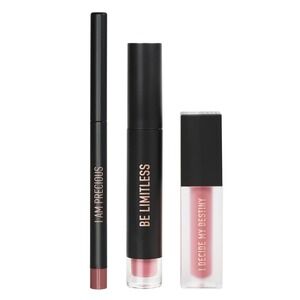 RealHer I Can and I Will Lip Kit Matte Liquid Lipstick Gloss Liner Mauve NIB
